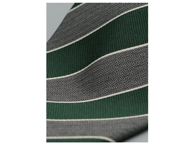 Ermenegildo Zegna Corbata a Rayas Verdes y Grises - vista 2