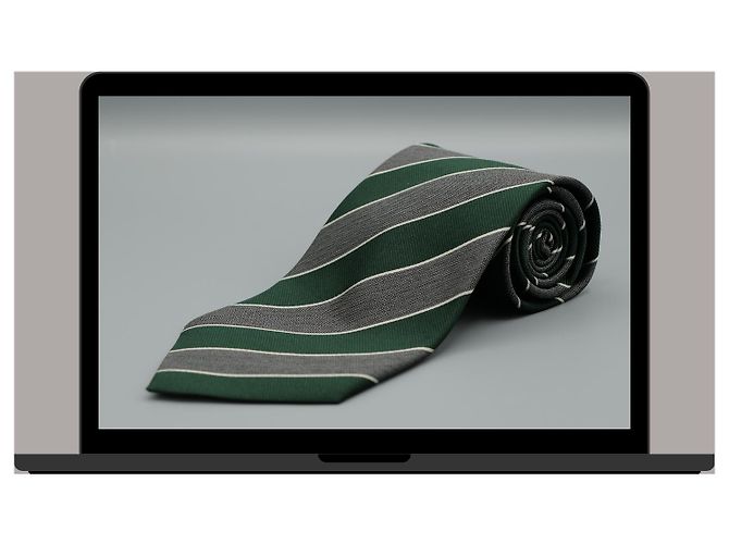 Ermenegildo Zegna Corbata a Rayas Verdes y Grises - vista 3