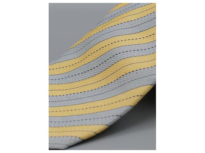Hermès Corbata Amarilla y Azul a Rayas Amarillo - vista 2