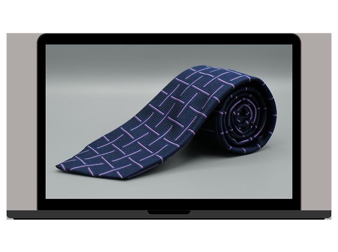 Autre Marque Corbata Azul und Rayas Moradas Blau - Ansicht 3