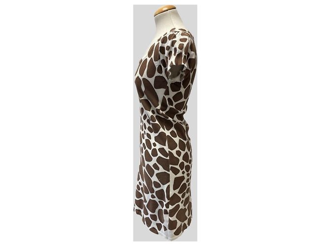 Autre Marque Vestido de algodón con estampado animal de jirafa Castaño - vista 2
