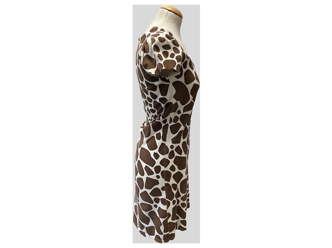 Autre Marque Vestido de algodón con estampado animal de jirafa Castaño - vista 3