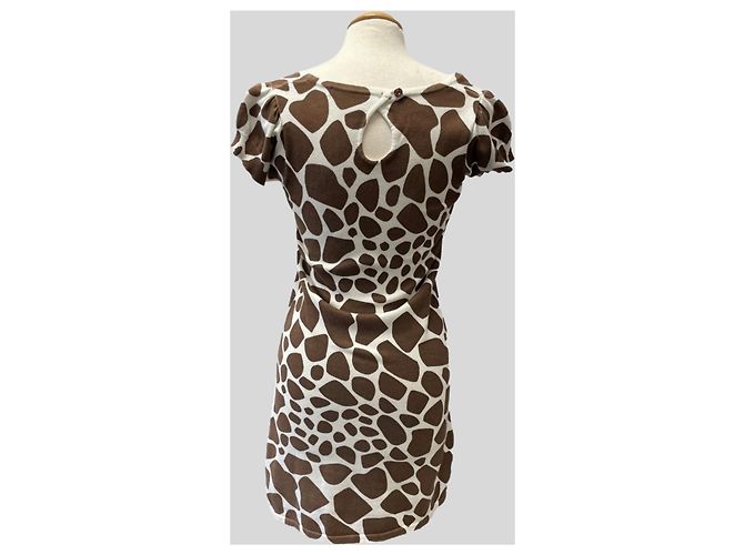 Autre Marque Vestido de algodón con estampado animal de jirafa Castaño - vista 4