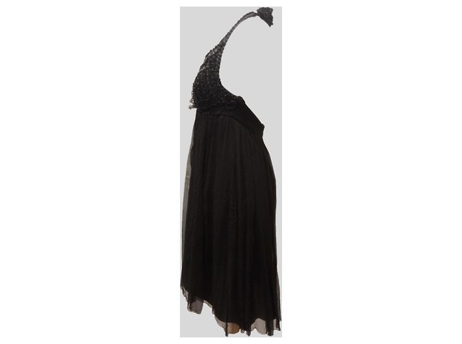 Autre Marque Schwarzes Seidenkleid - Ansicht 3