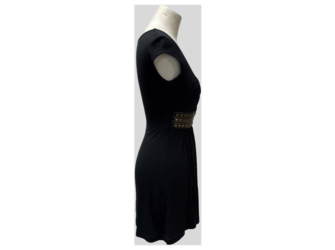 Autre Marque Schwarzes Kleid mit Gürtel - Ansicht 2