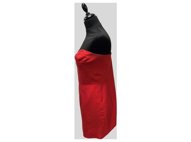 Ralph Lauren Vestido Rojo de Palabra de Honor Roja - vista 2