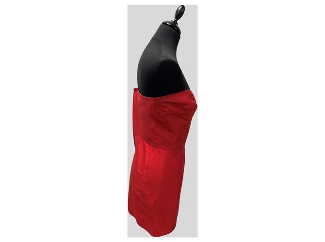 Ralph Lauren Vestido Rojo de Palabra de Honor Roja - vista 3