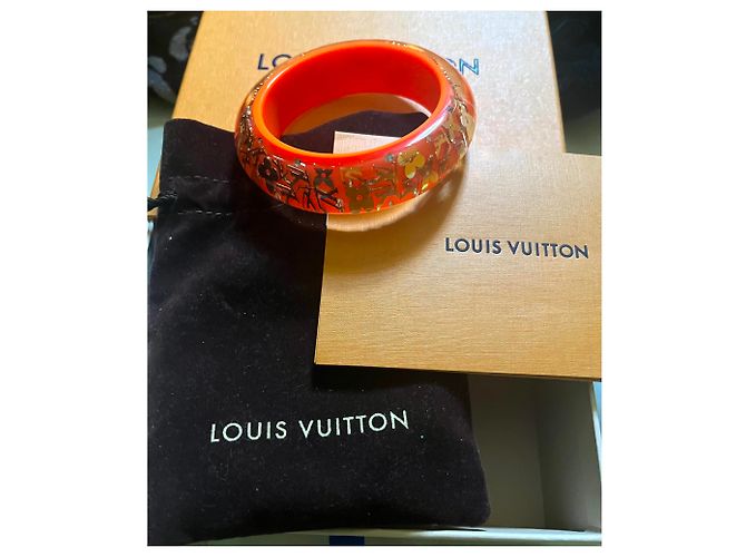 Bracciale Louis Vuitton Arancione Acrilico Monogramma Oro - vista 6