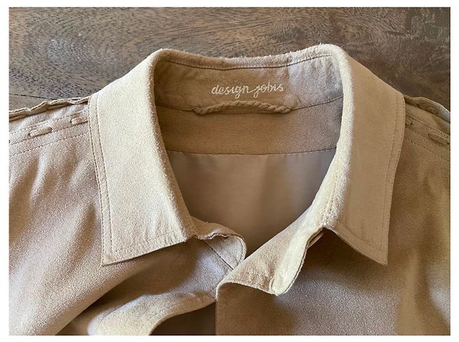 Autre Marque Mantel oder beige Jacke aus Alcantara oder Wildlederimitat Größe 38-40. - Ansicht 13