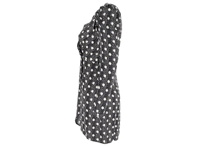 Sandro Polka-Dot-Print Langarmkleid aus schwarzer Viskose - Ansicht 2
