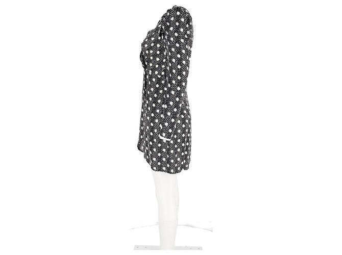 Sandro Polka-Dot-Print Langarmkleid aus schwarzer Viskose - Ansicht 5