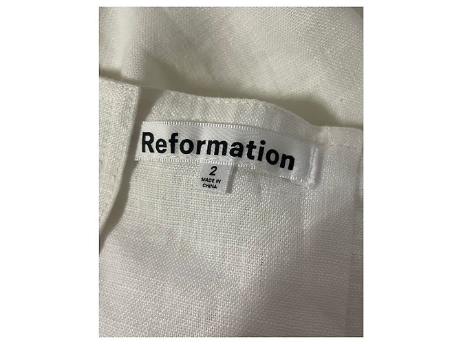Reformation Seaside Midi Dress in White Linen - view 3