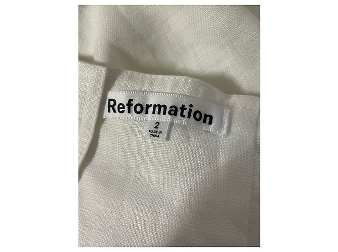 Reformation Seaside Midi Dress in White Linen - view 6