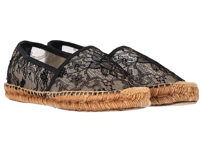 Dolce & Gabbana Espadrillas in pizzo Dolce & Gabanna in tela nera Nero - vista 3