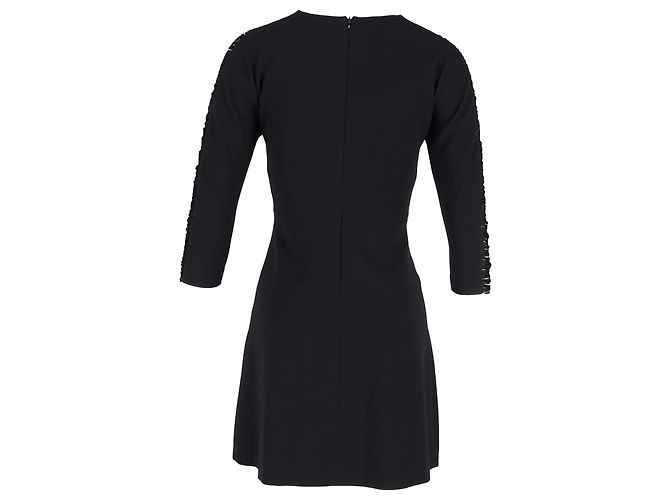 Sandro – Minikleid mit Fransenärmeln aus schwarzem Polyester - Ansicht 3