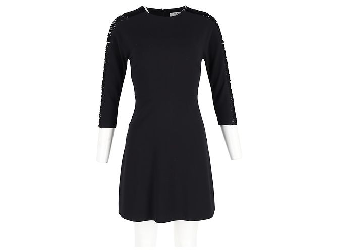 Sandro – Minikleid mit Fransenärmeln aus schwarzem Polyester - Ansicht 4