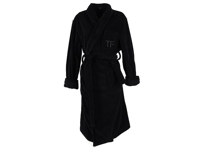 Accappatoio con collo sciallato Tom Ford in cotone nero - vista 4