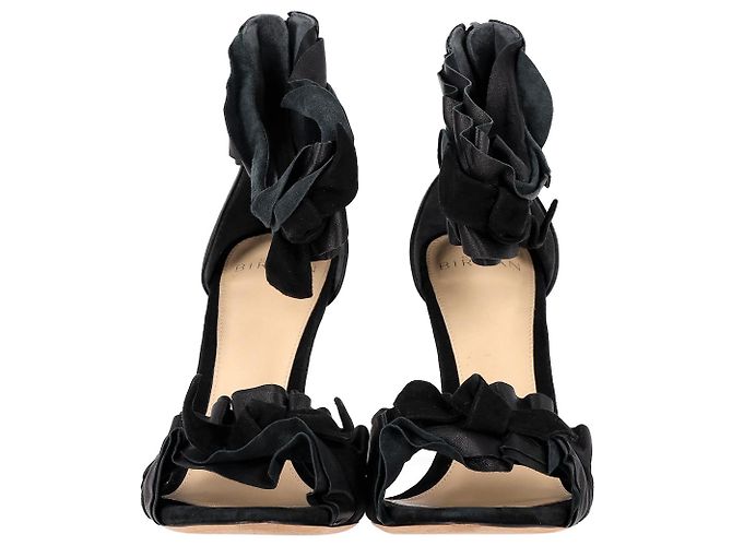 Alexandre Birman Sandalen mit Rüschenverzierung aus schwarzem Leder - Ansicht 2