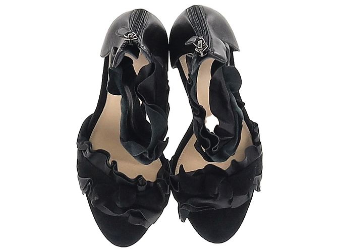 Alexandre Birman Sandalen mit Rüschenverzierung aus schwarzem Leder - Ansicht 5