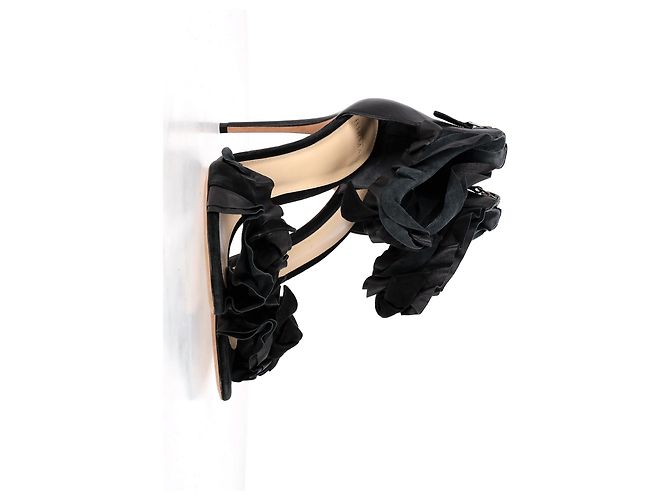 Alexandre Birman Sandalen mit Rüschenverzierung aus schwarzem Leder - Ansicht 9