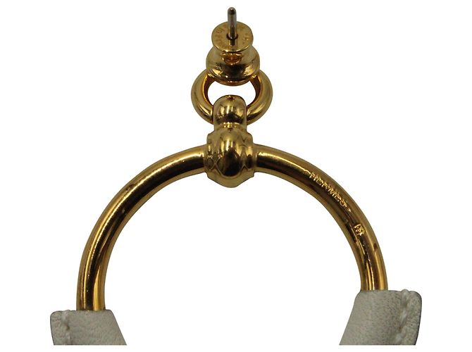 Hermès Loop Creolen aus weißem Leder - Ansicht 3