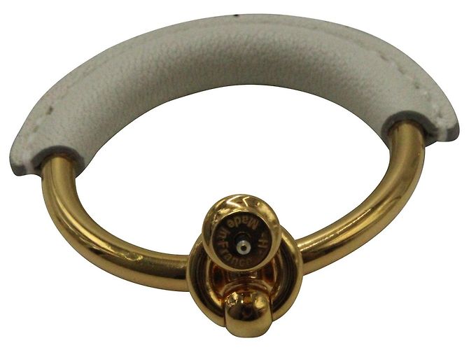 Hermès Loop Creolen aus weißem Leder - Ansicht 5