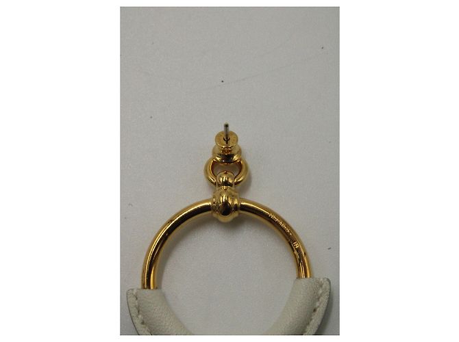 Hermès Loop Creolen aus weißem Leder - Ansicht 8