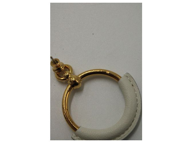 Hermès Loop Creolen aus weißem Leder - Ansicht 9