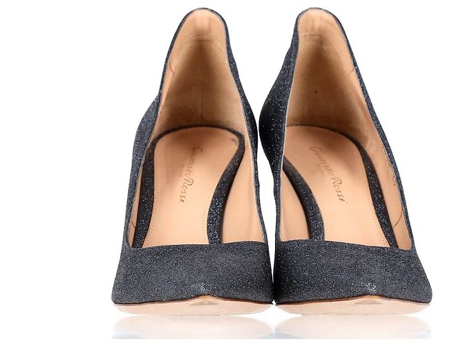 Ellissi di Gianvito Rossi 85 Décolleté in glitter blu navy - vista 2