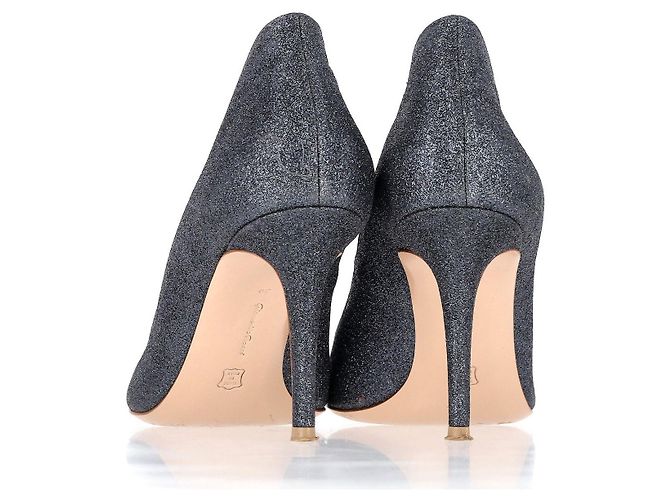 Ellissi di Gianvito Rossi 85 Décolleté in glitter blu navy - vista 4