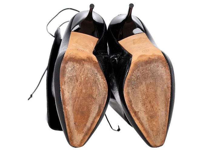 Botas acima do joelho Alexander McQueen em couro preto - vista 5