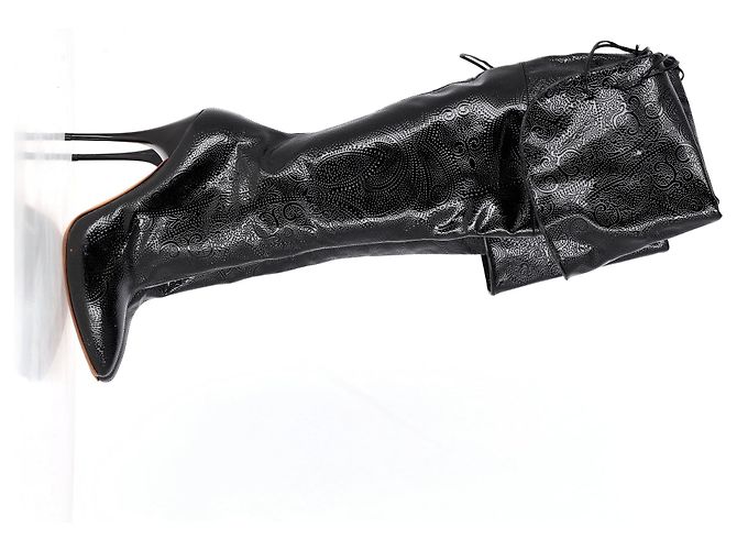 Botas acima do joelho Alexander McQueen em couro preto - vista 7