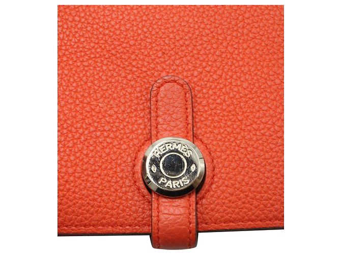 Portafoglio compatto Hermès Dogon in pelle arancione - vista 5
