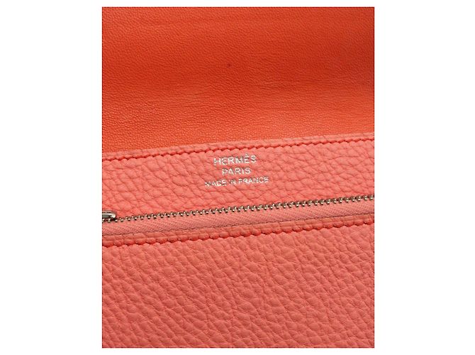 Portafoglio compatto Hermès Dogon in pelle arancione - vista 6