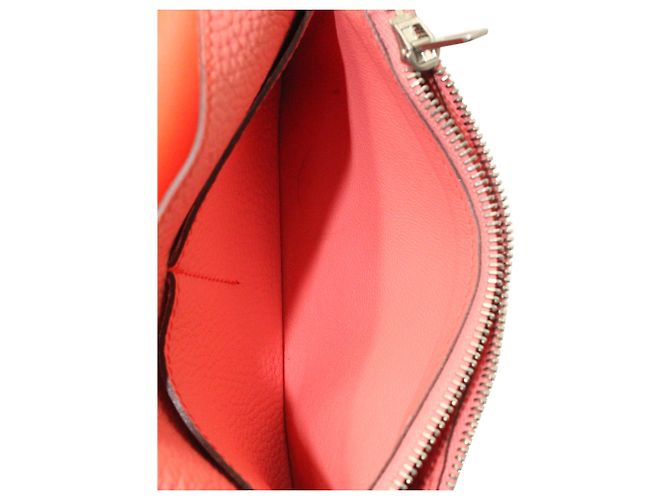 Portafoglio compatto Hermès Dogon in pelle arancione - vista 7