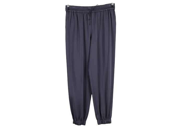 Pantalones Jason Wu con cordón en seda azul marino - vista 4
