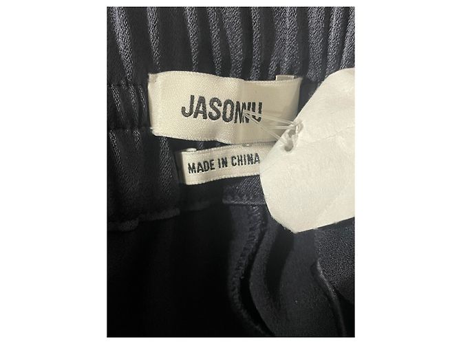 Pantalones Jason Wu con cordón en seda azul marino - vista 6
