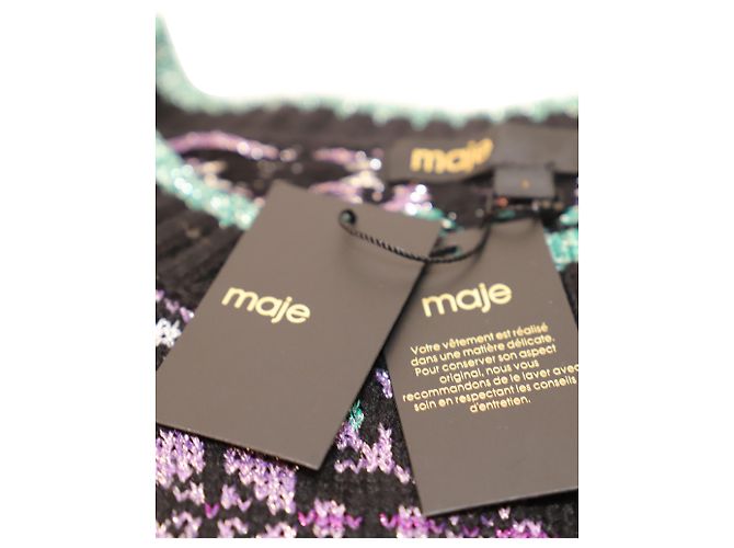 Suéter Maje Maely Geo-Print em lã preta Preto - vista 4