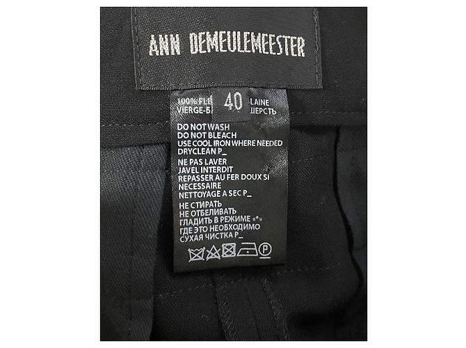Ann Demeulemeester Pantalones rectos de lana negra Negro - vista 3