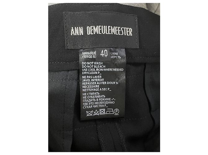 Ann Demeulemeester Pantalones rectos de lana negra Negro - vista 6