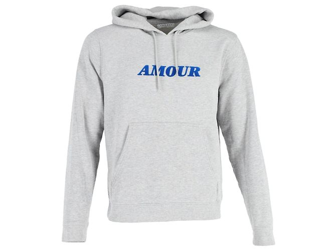 Sandro Amour Appliqué Hoodie in Gray Cotton - view 2