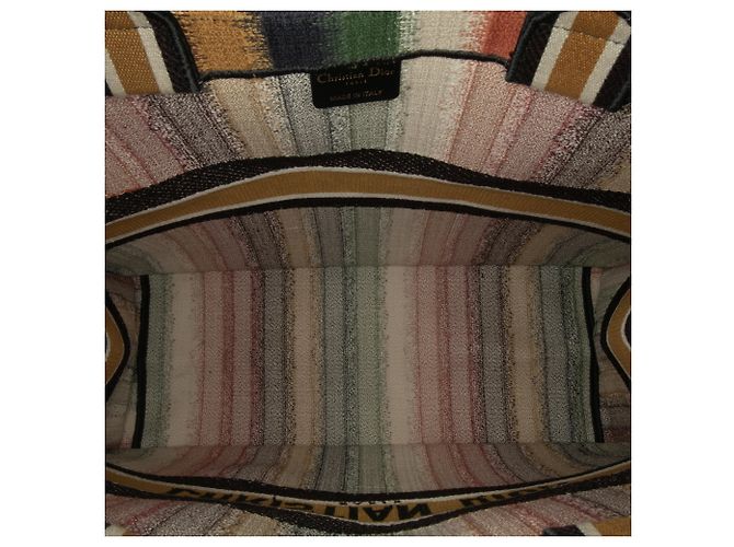 Book Tote Borsa per libri Dior gialla a righe grandi - vista 6