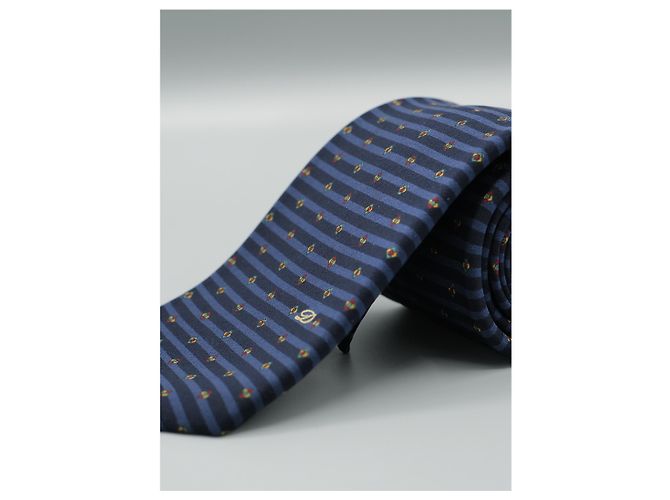 Autre Marque Corbata Negra a Rayas Azules con Design Nero - vista 4