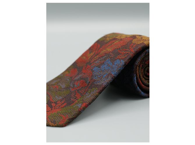 Ermenegildo Zegna Corbata Marrón con Diseño de Flores Marrone - vista 4