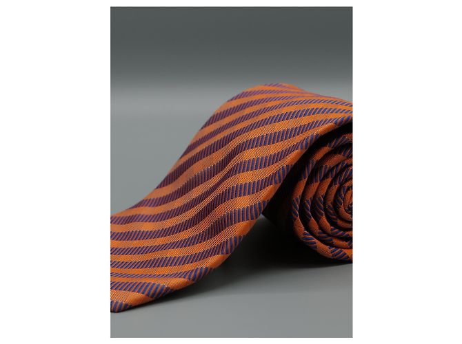 Autre Marque Corbata Naranja a Rayas Azules Arancione - vista 4