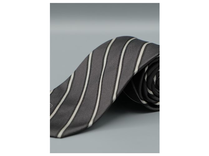 Valentino Garavani Corbata Negra a Rayas Blancas Negro - vista 4