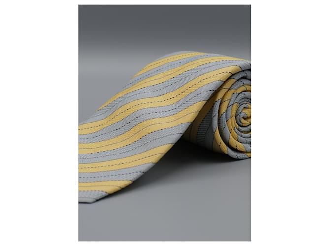 Hermès Corbata Amarilla y Azul a Rayas Amarillo - vista 4