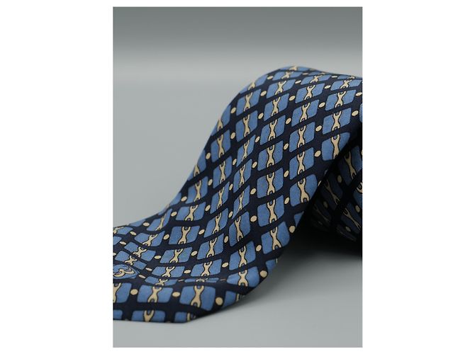 Autre Marque Corbata Azul con Diseño de Cadena Blu - vista 4