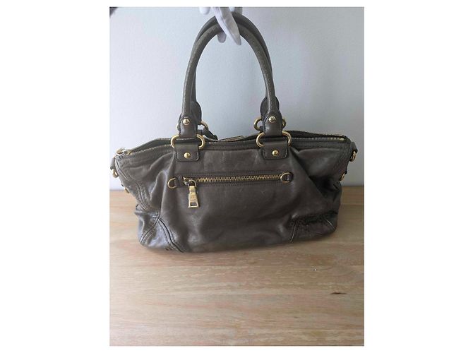 Borsa a mano Prada in pelle kaki Cachi - vista 4