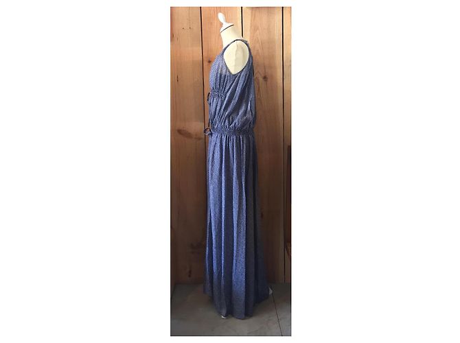 Vanessa Bruno Seidenkleid mit Mikromuster Indigoblau Dunkelblau - Ansicht 4